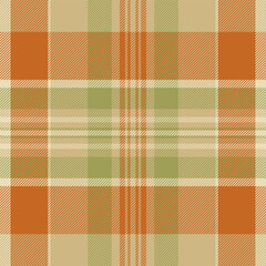 Illustration check plaid fabric, countryside tartan background pattern. Christmas card seamless textile vector texture in amber and orange colors.