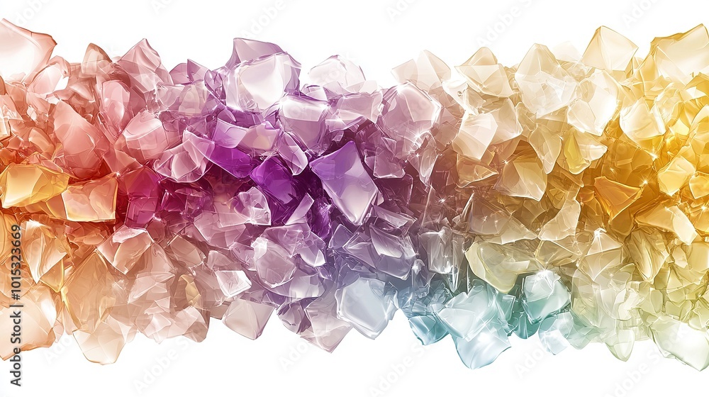 Aufkleber a macro shot of a rainbow-colored object surrounded by numerous tiny glass shards