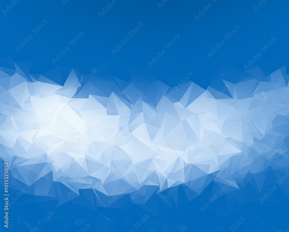 Poster abstract white and light blue polygon vector pattern object on blue background. high resolution full