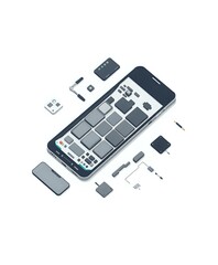 Modern Smartphone with Silver Keyboard and Camera, Speaker, and Mic