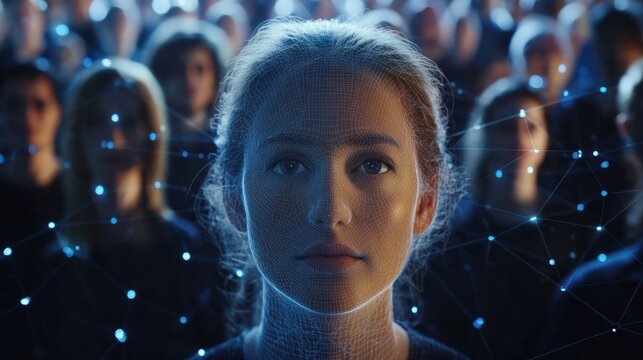 Growing network of diverse people. Social network or business team. All people are fictitious AI generated images.