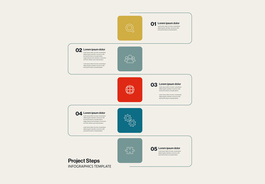 Project Steps Infographics Template with Squares