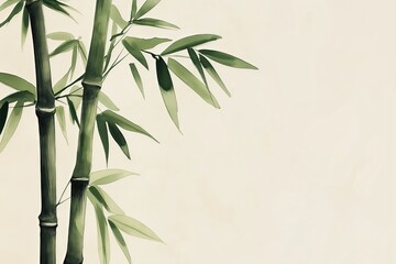 Bamboo Minimalistic Zen Watercolor Artwork, Generative AI