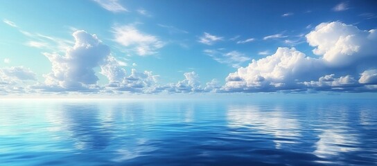 Obraz premium tropical beach panorama, seascape with a wide horizon, showcasing the beautiful expanse of the sky meeting the sea 