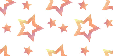 Watercolor Christmas pattern with gold stars . Watercolor illustration of Christmas tree toy . Suitable for New Year party, invitations, cards, decorations, packaging, wrapping paper, gift boxes