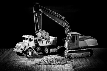 Naklejka premium toy excavators, a perfect combination of imagination and detail, ideal for bringing visual projects to life