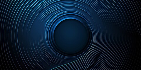 Abstract blue circle line stripes on dark blue background. Gradient halftone circle lines pattern. Dynamic geometric lines dimension. Modern graphic design element. Futuristic, Generative AI