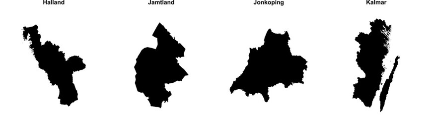 Halland, Jamtland, Jonkoping, Kalmar outline maps © David Zydd