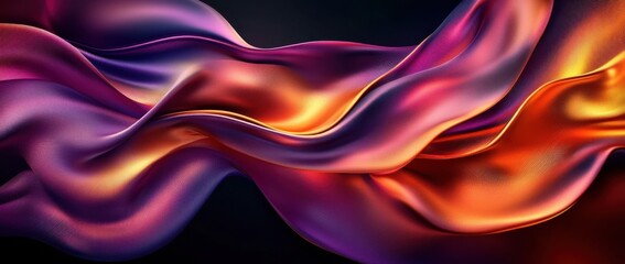 Obraz premium Abstract Background with 3D Wave Bright Gold and Purple Gradient Silk Fabric 