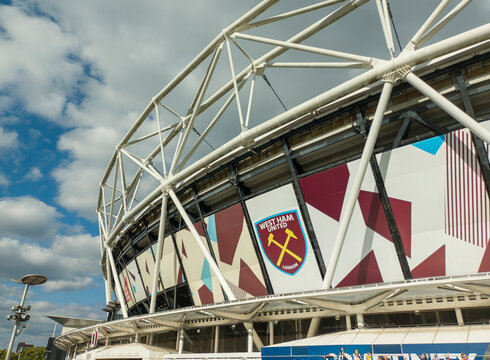 The London Stadium is home to West Ham United FC in Newham, London, UK