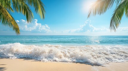 Tropical Paradise: Serene Beach Escape Under Swaying Palms