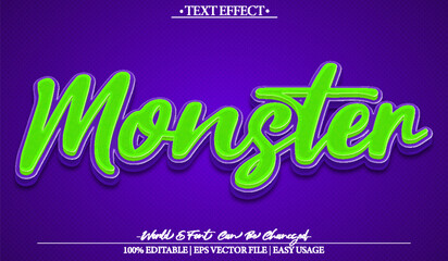 Monster Vector Text Effect Editable Alphabet Cute Cartoon Spooky Purple Yellow Horror