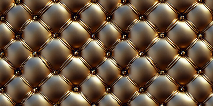 Fototapeta Upholstery in Gold-tone leather.  Seamless texture. Pattern. Seamless ornament. Tile texture