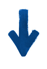 Watercolor arrow blue on a white background