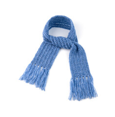 Blue warm scarf on a white background