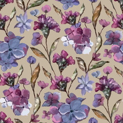 Seamless vector pattern of elegant purple violets