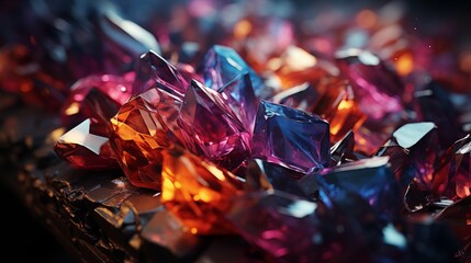 formation of vibrant multi colored crystals of rock with beautiful texture and inspiring fantasy on abstract background