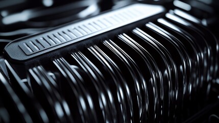 Close-up of metallic grill structure.