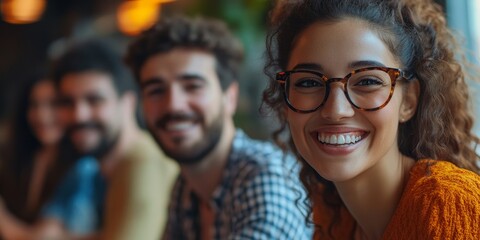 Obraz premium Diverse creative team looking happy, Generative AI