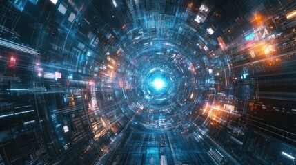 Fototapeta premium A cyberspace filled with holographic data concept, AI generated