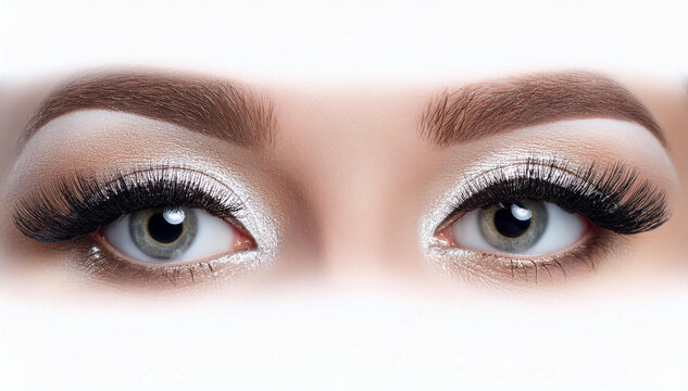 Biały makijaż, pomalowane cieniami oczy