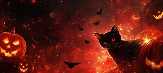Obraz premium A Halloween party invitation with a blood-red background