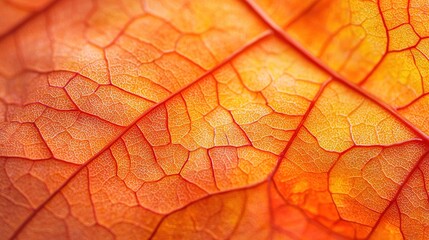Obraz premium Close-up of leaf's veins, highlighting orange and yellow shades