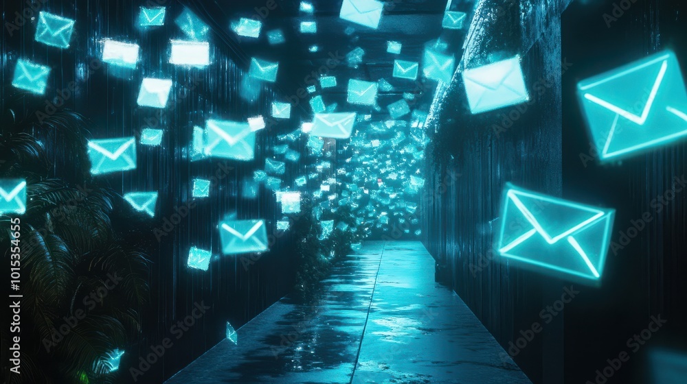 Poster digital messages floating in cyberspace