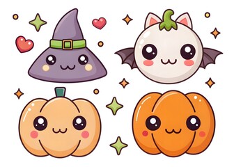 Fototapeta premium Halloween element collection on white background