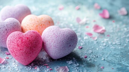 Obraz premium heart-shaped bath bombs. Selective focus