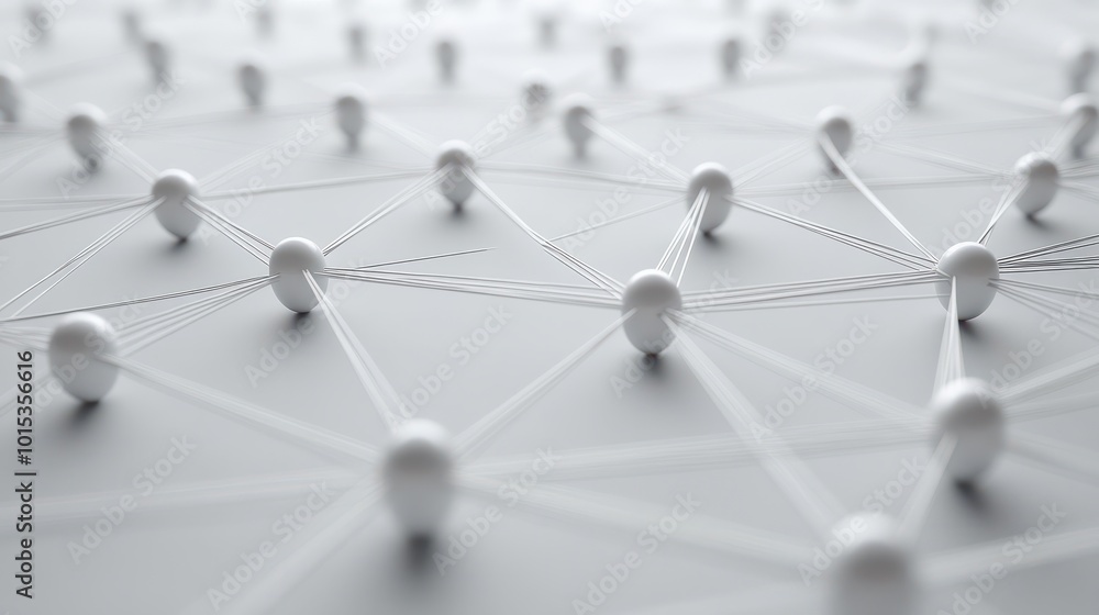 Poster interconnected nodes, a shot of interconnected nodes or dots representing different entities within 