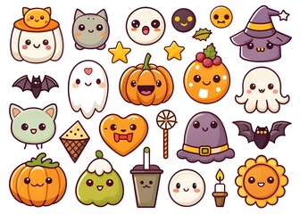 Obraz premium Halloween element collection on white background