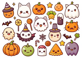 Naklejka premium Halloween element collection on white background