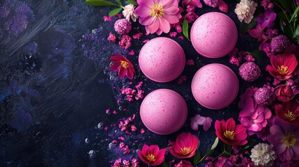 Obraz premium bath bombs with the smell of chamomile flowers. Selective focus
