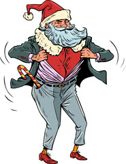 Dress up as a character. Santa Claus takes off his disguise. The season of winter sales and promotions is coming.