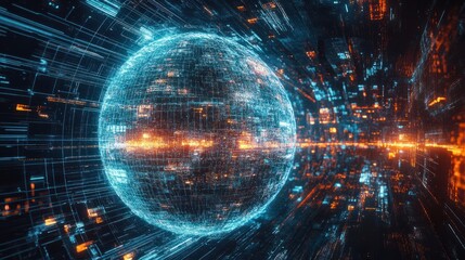 Obraz premium The concept of digital global connectivity in modern technology and network design for international communication in a futuristic cyberspace world