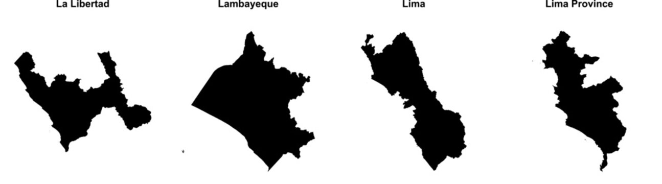 La Libertad, Lambayeque, Lima, Lima Province outline maps