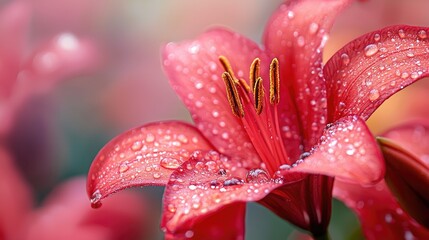Fototapeta premium close-up of lily flowers macro. Selective focus