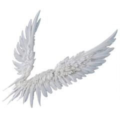 Fototapeta premium A striking white wing sculpture features numerous detailed feathers