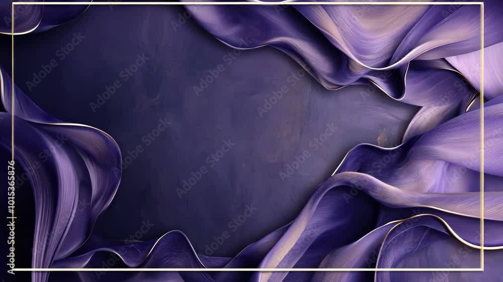 Poster purple fabric drapes over a dark background, creating a soft and elegant texture