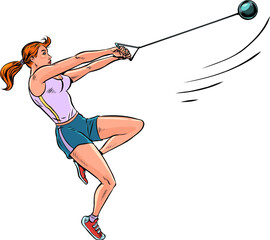 Hammer throw by athlete. Olympic competition to become champion. Sports lifestyle and athletics.