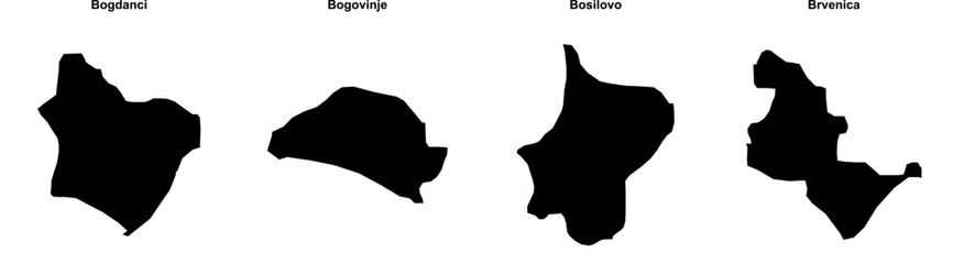 Bogdanci, Bogovinje, Bosilovo, Brvenica outline maps