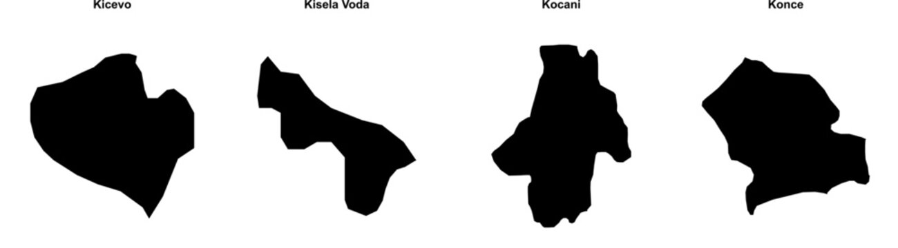 Kicevo, Kisela Voda, Kocani, Konce outline maps