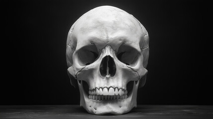 Obraz premium Bone Human Skull On Black Background
