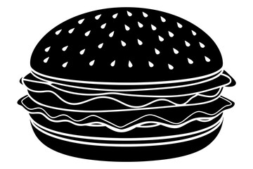 3d cheeseburger, silhouette black color vector illustration