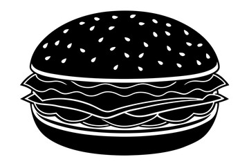 3d cheeseburger, silhouette black color vector illustration