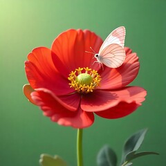 3D Anemone flower and butterfly Floral Pattern