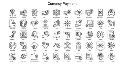 Vector line icons set, for Currency Payment business