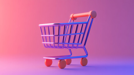 A 3D illustration of a shopping cart icon represents the start of a shopping experience.