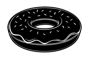 3d donut, silhouette black color vector illustration